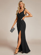 Load image into Gallery viewer, Color=Black | Glitter Split Wholesale Evening Dresses-Black 1