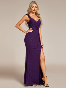 Color=Drak Purple | Glitter Split Wholesale Evening Dresses-Drak Purple 2