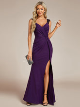 Load image into Gallery viewer, Color=Drak Purple | Glitter Split Wholesale Evening Dresses-Drak Purple 1