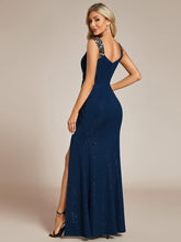 Load image into Gallery viewer, Color=Navy Blue | Glitter Split Wholesale Evening Dresses-Navy Blue  5