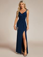 Load image into Gallery viewer, Color=Navy Blue | Glitter Split Wholesale Evening Dresses-Navy Blue  4