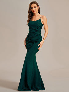 Mermaid Spaghettie Straps Wholesale Evening Dresses#Color_Dark Green