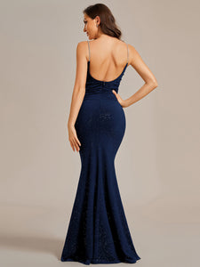 Mermaid Spaghettie Straps Wholesale Evening Dresses#Color_Navy Blue