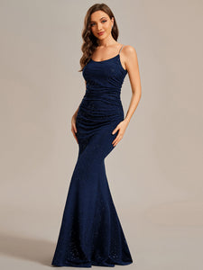 Mermaid Spaghettie Straps Wholesale Evening Dresses#Color_Navy Blue