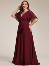 Load image into Gallery viewer, V Neck Appliques Pleated Wholesale Bridesmaid Dresses#Color_Burgandy