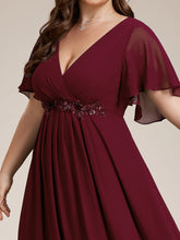 Load image into Gallery viewer, V Neck Appliques Pleated Wholesale Bridesmaid Dresses#Color_Burgandy