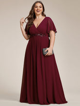 Load image into Gallery viewer, V Neck Appliques Pleated Wholesale Bridesmaid Dresses#Color_Burgandy