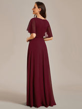 Load image into Gallery viewer, V Neck Appliques Pleated Wholesale Bridesmaid Dresses#Color_Burgandy