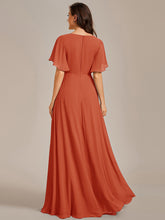 Load image into Gallery viewer, V Neck Appliques Pleated Wholesale Bridesmaid Dresses#Color_Burnt Orange