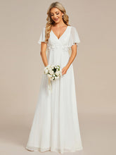 Load image into Gallery viewer, V Neck Appliques Pleated Wholesale Bridesmaid Dresses#Color_Cream