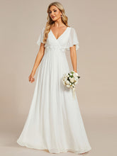 Load image into Gallery viewer, V Neck Appliques Pleated Wholesale Bridesmaid Dresses#Color_Cream