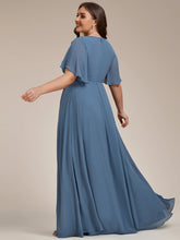 Load image into Gallery viewer, Plus V Neck Appliques Pleated Wholesale Bridesmaid Dresses#Color_Dusty Blue