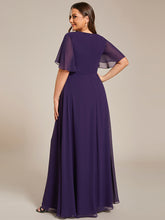 Load image into Gallery viewer, V Neck Appliques Pleated Wholesale Bridesmaid Dresses#Color_Dark Purple