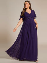 Load image into Gallery viewer, V Neck Appliques Pleated Wholesale Bridesmaid Dresses#Color_Dark Purple