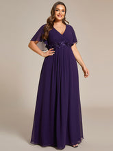 Load image into Gallery viewer, V Neck Appliques Pleated Wholesale Bridesmaid Dresses#Color_Dark Purple