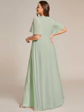 Load image into Gallery viewer, V Neck Appliques Pleated Wholesale Bridesmaid Dresses#Color_Mint Green
