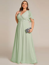 Load image into Gallery viewer, V Neck Appliques Pleated Wholesale Bridesmaid Dresses#Color_Mint Green