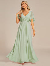 Load image into Gallery viewer, V Neck Appliques Pleated Wholesale Bridesmaid Dresses#Color_Mint Green