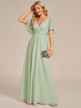 Load image into Gallery viewer, V Neck Appliques Pleated Wholesale Bridesmaid Dresses#Color_Mint Green