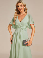 Load image into Gallery viewer, V Neck Appliques Pleated Wholesale Bridesmaid Dresses#Color_Mint Green