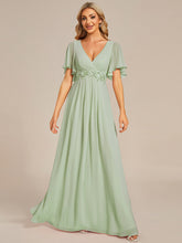 Load image into Gallery viewer, V Neck Appliques Pleated Wholesale Bridesmaid Dresses#Color_Mint Green