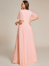 Load image into Gallery viewer, V Neck Appliques Pleated Wholesale Bridesmaid Dresses#Color_Pink
