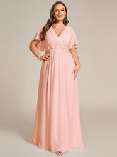 Load image into Gallery viewer, V Neck Appliques Pleated Wholesale Bridesmaid Dresses#Color_Pink
