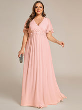 Load image into Gallery viewer, V Neck Appliques Pleated Wholesale Bridesmaid Dresses#Color_Pink