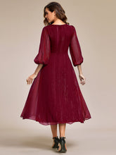 Load image into Gallery viewer, Shiny Chiffon Wholesale Wedding Guest Dresses with Long Sleeve#Color_Burgundy