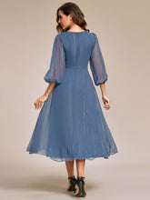 Load image into Gallery viewer, Shiny Chiffon Wholesale Wedding Guest Dresses with Long Sleeve#Color_Dusty Navy