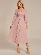 Load image into Gallery viewer, Shiny Chiffon Wholesale Wedding Guest Dresses with Long Sleeve#Color_Dusty Rose