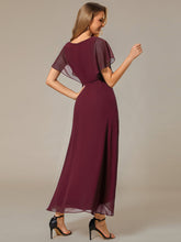 Load image into Gallery viewer, Chiffon Appliques  High-low  Wholesale Evening Dress with Short Sleeves