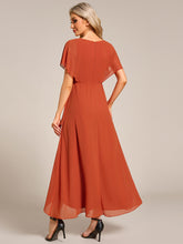 Load image into Gallery viewer, Chiffon Appliques  High-low  Wholesale Evening Dress with Short Sleeves