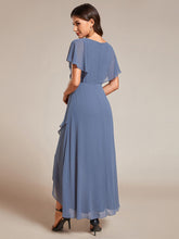 Load image into Gallery viewer, Chiffon Appliques  High-low  Wholesale Evening Dress with Short Sleeves