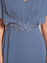 Load image into Gallery viewer, Chiffon Appliques  High-low  Wholesale Evening Dress with Short Sleeves