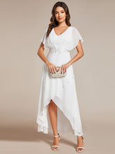 Load image into Gallery viewer, Chiffon Appliques  High-low  Wholesale Evening Dress with Short Sleeves