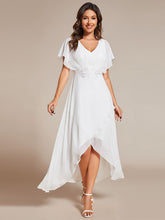 Load image into Gallery viewer, Chiffon Appliques  High-low  Wholesale Evening Dress with Short Sleeves