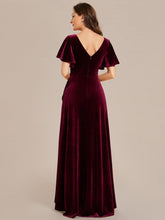 Load image into Gallery viewer, Color=Burgundy | Maxi Long Sequin Wholesale Evening Dress with Long Sleeves-Burgundy 2