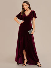 Load image into Gallery viewer, Color=Burgundy | Maxi Long Sequin Wholesale Evening Dress with Long Sleeves-Burgundy 3