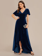 Load image into Gallery viewer, Color=Navy Blue | Maxi Long Sequin Wholesale Evening Dress with Long Sleeves-Navy Blue 15