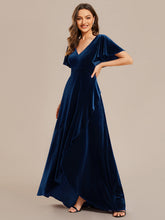 Load image into Gallery viewer, Color=Navy Blue | Maxi Long Sequin Wholesale Evening Dress with Long Sleeves-Navy Blue 14