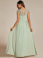 Load image into Gallery viewer, Color=Mint Green | Embroidery Round Neck Floor Length Bridesmaid Dress With Raglan Sleeves-Mint Green 2