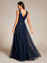 Load image into Gallery viewer, Color=Navy Blue | Elegant V-Neck Backless Sequin Evening Dress with Sleeveless-Navy Blue 2