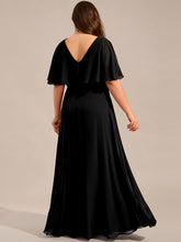 Load image into Gallery viewer, Color=Black | Plus Size Elegant Shawl Bat-wing Sleeve Chiffon Evening Dresses with Applique Decoration-Black 8