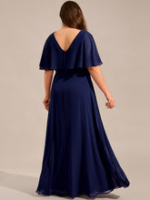 Load image into Gallery viewer, Color=Navy Blue | Plus Size Elegant Shawl Bat-wing Sleeve Chiffon Evening Dresses with Applique Decoration-Navy Blue 13