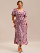 Load image into Gallery viewer, Color=Purple Orchid | Strapless Deep V-Neck Fishtail Paillette Midi Evening Dresses-Purple Orchid 5