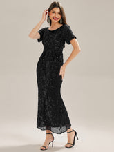 Load image into Gallery viewer, Color=Black | Factory Design Strapless Fishtail High Stretch Round Neck Midi Evening Dresses-Black 14
