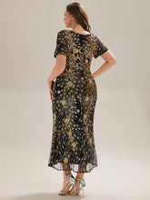 Load image into Gallery viewer, Color=Black Gold | Bulk Order | Bodycon Fishtail Paillette Pleated Evening Gown-Black Gold 12