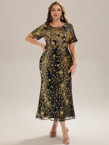 Color=Black Gold | Bulk Order | Bodycon Fishtail Paillette Pleated Evening Gown-Black Gold 11