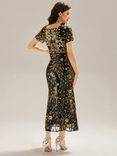 Load image into Gallery viewer, Color=Black Gold | Bulk Order | Bodycon Fishtail Paillette Pleated Evening Gown-Black Gold 2